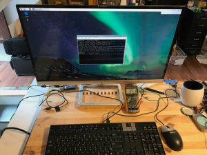 Raspberry Pi 4 and 27" HP monitor powered by a rooftop solar panel and ultracapacitor array.