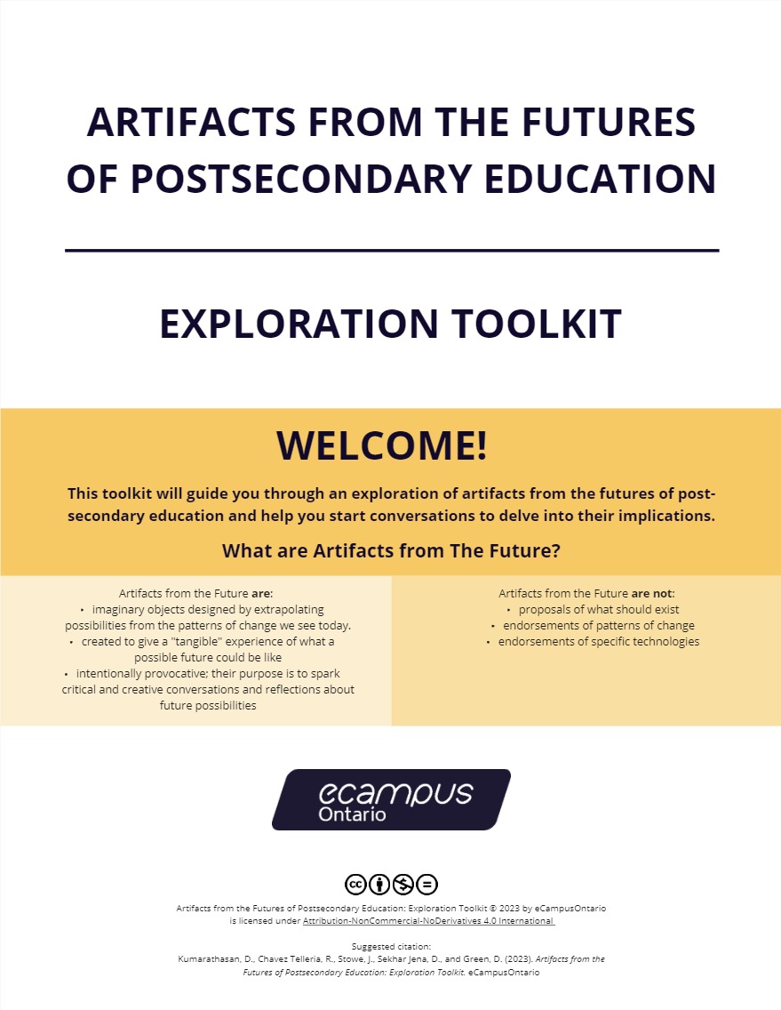 Introductory page of the Artifacts from the Futures of Postsecondary Education Exploration Toolkit.