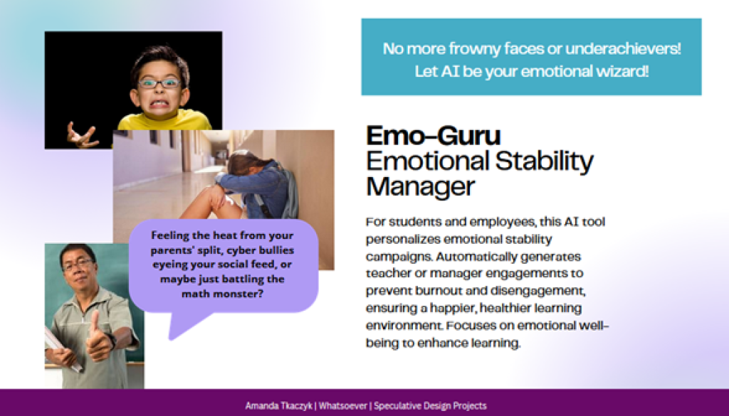 A slide titled Emo-Guru Emotional Stability Manager